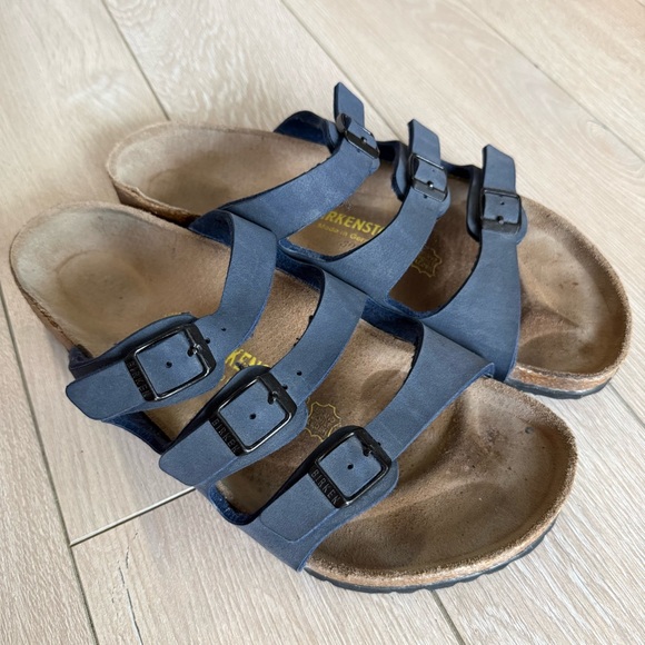 Birkenstock Other - Birkenstock Florida Dark Blue Triple Strap Sandals Size 41/ US Men’s 8